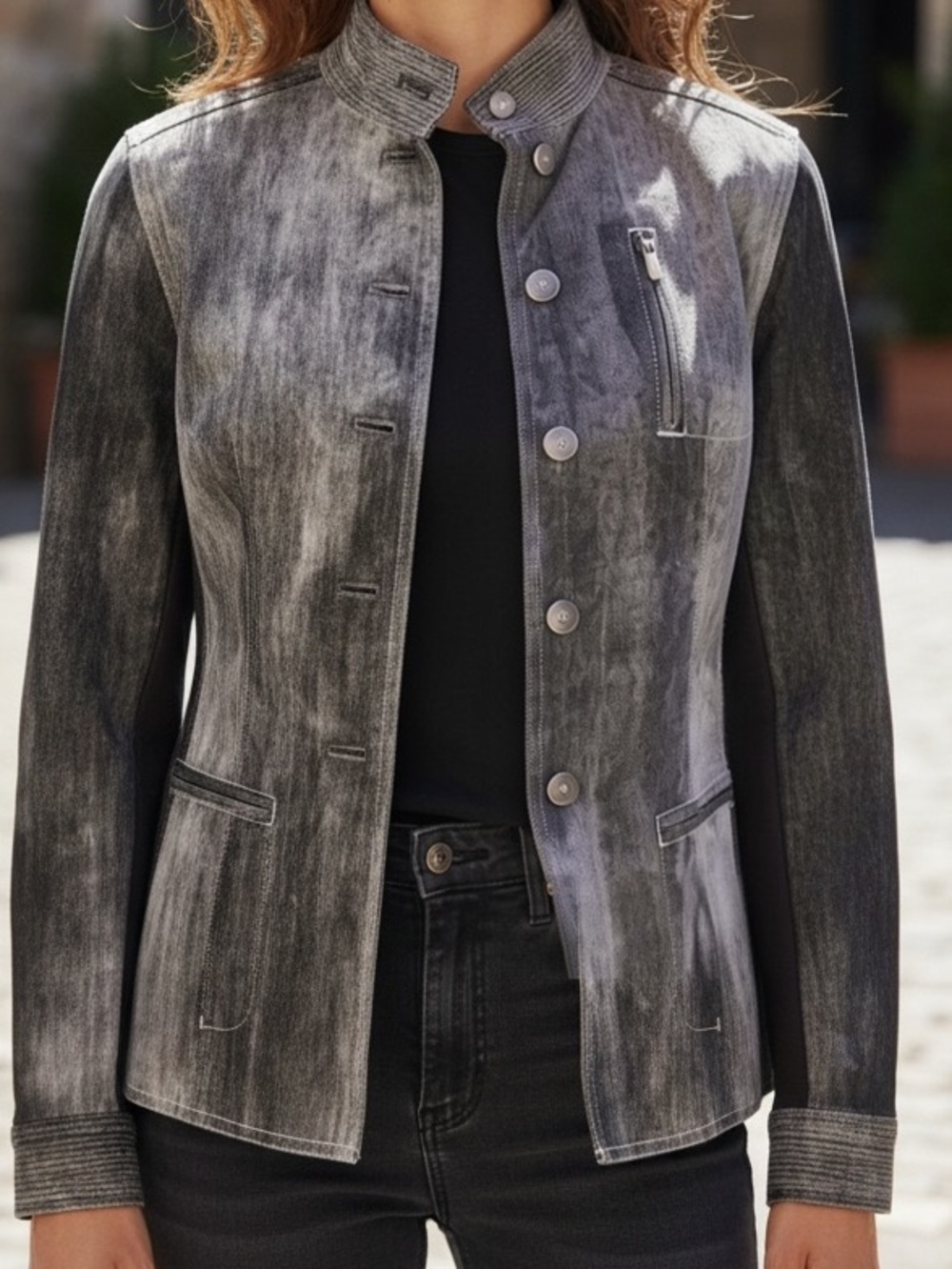 Jax Country Black Bleached Moto Jean Jacket